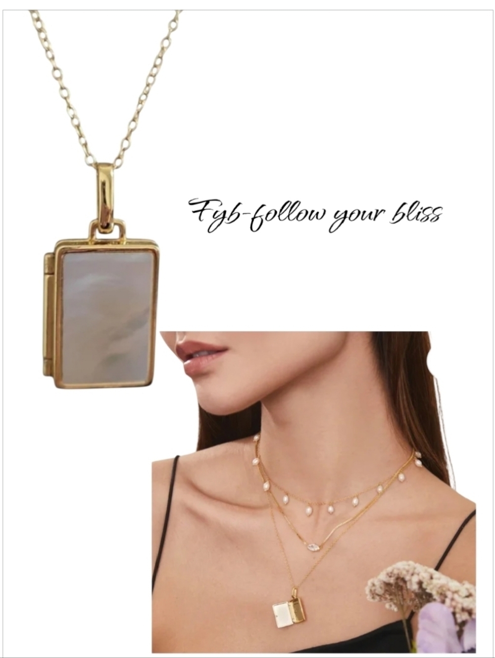 NWT Fyb- Follow Your Bliss Elegant Gold Pearl Locket